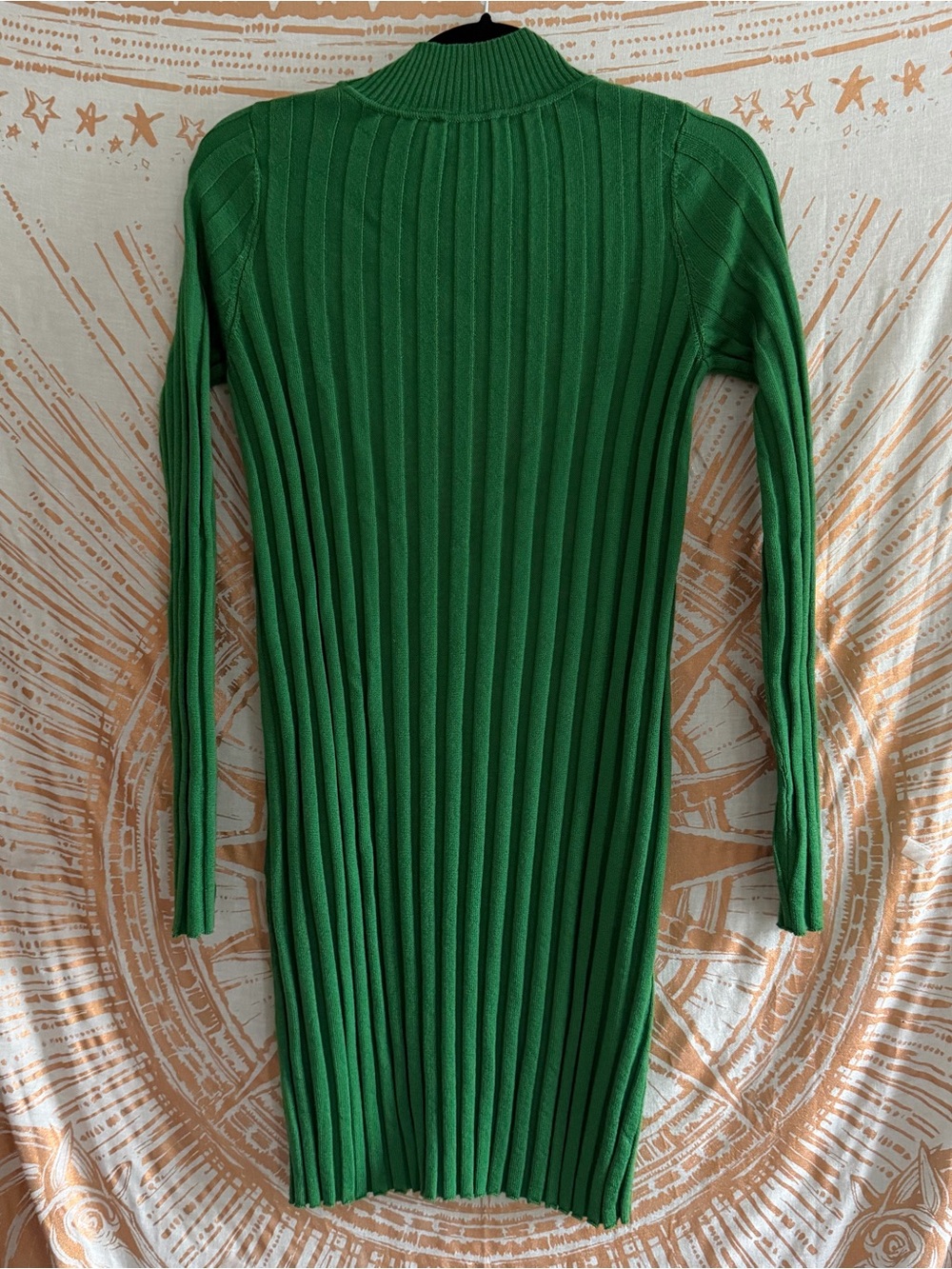 Sézane Gabriella Dress Emerald Ribbed Long-Sleeve Knit Dress - Picture 8 of 9